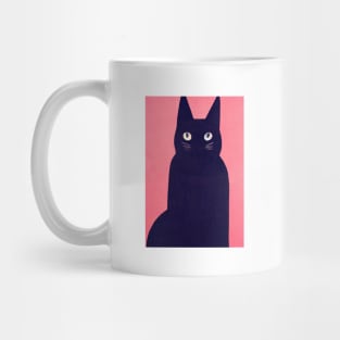 Gothic Cat Retro Poster Vintage Art Cat Wall Black cat Pink Illustration Mug